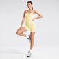Women Square Neck Thin Strap Padded Sports Top High Waist Butt Lift Yoga Biker Shorts 2Pcs Soft Stretch Workout Matching Set