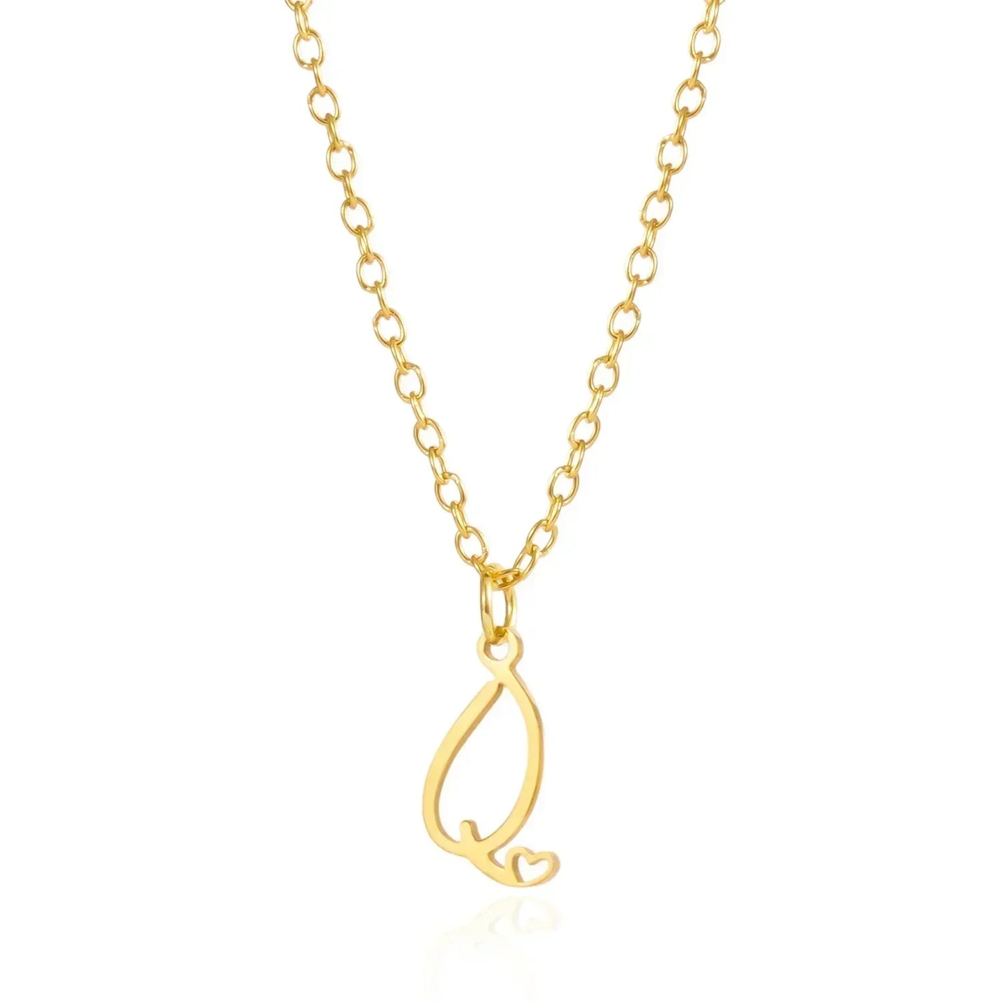 26 Initial Letters Heart Pendant Stainless Steel Necklace for Women Gold Color A-Z Alphabet Choker Chain Birthday Jewelry Gift
