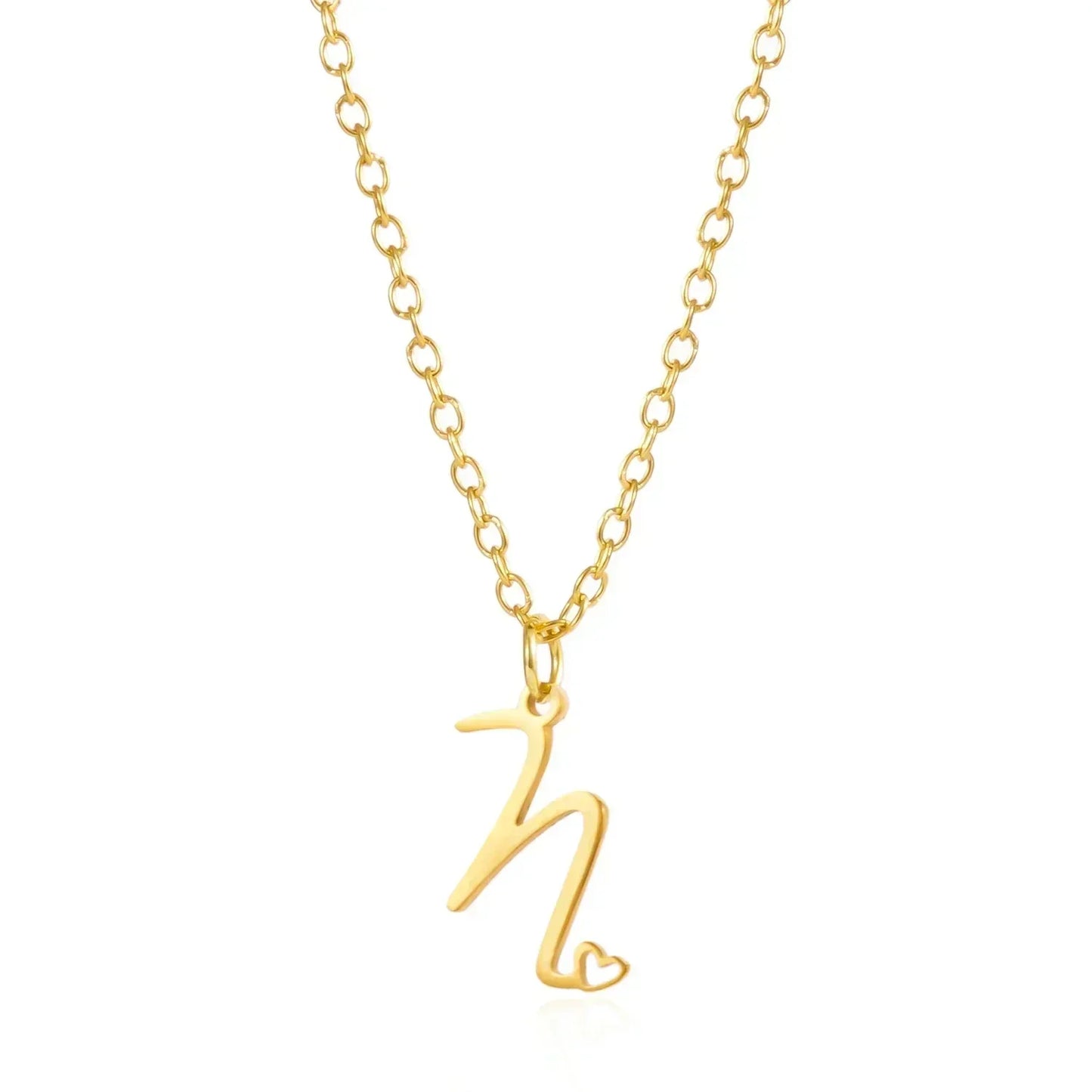 26 Initial Letters Heart Pendant Stainless Steel Necklace for Women Gold Color A-Z Alphabet Choker Chain Birthday Jewelry Gift