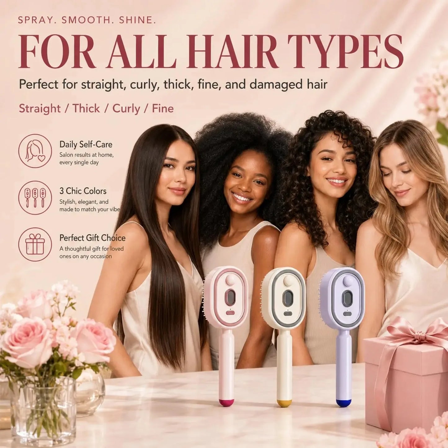Electric Steaming Hair Straightener Brush Electric Spray Air Cushion
