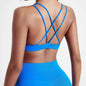 Solid Color Cross Fitness Bra with Chest Pad
