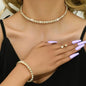 Light Luxury and Minimalist Rhinestone Necklace, Earrings, and Bracelet Are Suitable for Dating and Banquet Registration