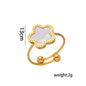 14K Gold Plated Stainless Steel Necklace Woman Five Leaf Petals Double