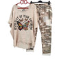 Womens Two Piece Camouflage Set Summer Outfits for Women Cotton Linen Suit 2023 Casual Print Short Sleeve Harajuku