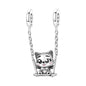 Hot Sale 925 Sterling Silver Dog Cat Cute Pet Animals Pendant Birthday Party Gift for Women Bangle Bracelet Necklace DIY Jewelry