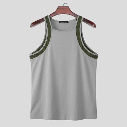 Men’s Patchwork Knit Tank Top Streetwear