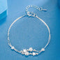 925 Silver Plated Cubic Zirconia Four Leaf Clover Bracelet for Women