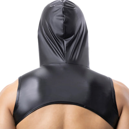 CLEVER-MENMODE Mens Muscle Tank Tops Sexy Hooded Clubwear Stage Costume Crop Tops Performance Sleeveless Tank Tops Fitness Vest