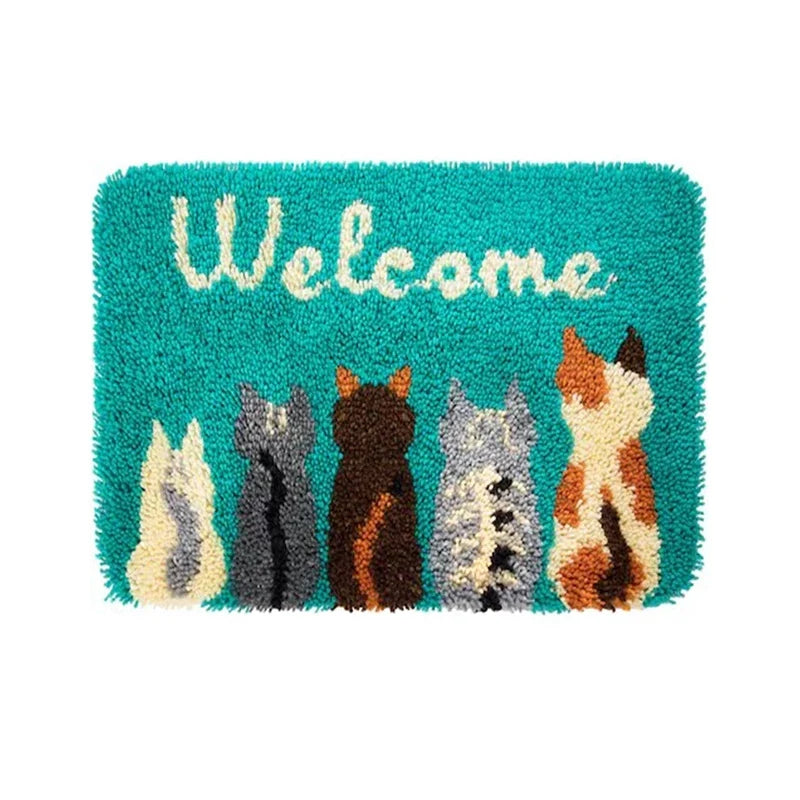Latch Hook Rug Kit Crochet Carpet DIY Rug Crochet Yarn Kits Fashion Cartoon Pattern Gift Carpet Making Kit for Festival Carpet