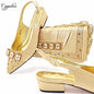Peach Women Shoes And Bag Set Luxury  Ladies Sandals Match With Handbag Clutch Medium Heels Pumps Sandales Femmes MM1159