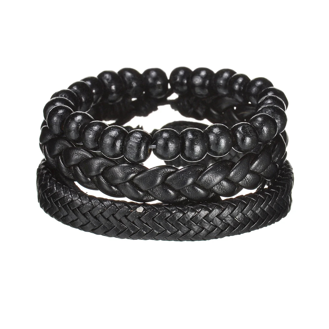 MeMolissa New Fashion Braided Wrap Leather Bracelets for Men High Quality Vintage Charm Wood Beads Ethnic Tribal Wristbands