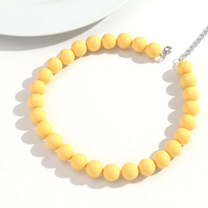 Boho Colorful Acrylic Big Ball Bead Chain Necklace Trendy Handmade