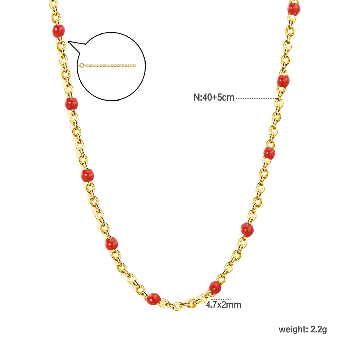 LUXUKISSKIDS Sweet Multicolor Drip-Oil Beads Necklace Women's Bohemia Stylish Clavicle Choker Simple Chain Collier Steel Jewelry