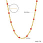 LUXUKISSKIDS Sweet Multicolor Drip-Oil Beads Necklace Women's Bohemia Stylish Clavicle Choker Simple Chain Collier Steel Jewelry
