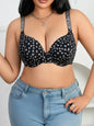 Plus Size B C D Thin Cup Women's Bra Wide Straps Push up Bra Stylish Heart & Rhinestone Comfy Side Bulge Control Underwire Bra