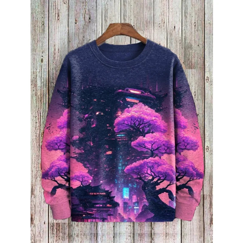 3D Printed Colorful Mushroom Hoodie For Men Women Mysterious Moth Graphic Sweatshirts Fashion Long Sleeves O-Neck Loose Hoodies