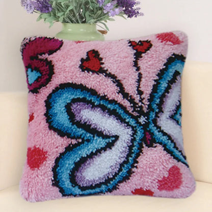 Knot Pillow Package Latch Hook Kit Cushion Pillowcase Kussen Set For Needlework DIY Butterfly Flower Plant Series Latch Hook Kit