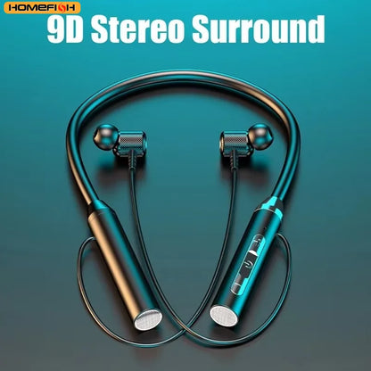 9D Bluetooth Earphones Wireless Headphones Magnetic Sport Neckband