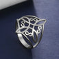 LIKGREAT Witch Knot Ring for Women Men Hollow Stainless Steel Finger Rings Celtic Vintage Amulet Protection Couple Jewelry Gifts