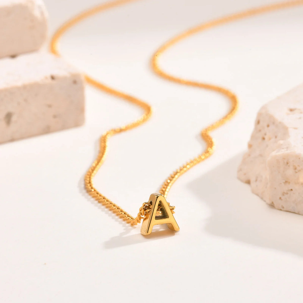 Vnox Chic Tiny A-Z Letters Necklaces for Women Girls, Gold Color Stainless Steel Initial Chokers,Small Pendent Necklaces Jewelry