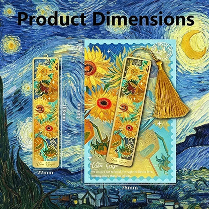 Van Gogh Monet Oil Painting Metal Bookmark Hollow Art Book Mark With Tassel, Vintage Reading Accessories Gift For Book Lovers