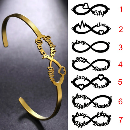 Personalized Name Bracelet for Women Men Custom Jewelry Stainless Steel Customized Bangle Gold Color Arabic Name Birthday Gifts