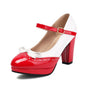 Women Shoes Sweet Candy Color Patent Leather Mary Jane Chunky Heel Ankle Strap Pumps Party Cosplay Uniform Paty Wedding Dress