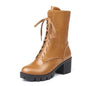 SIMLOVEYO Rubber Lace Up Black Autumn Chunky Boots big size 46 Ankle Boots Women Platform Shoes Ladies shoes women shoes Hot