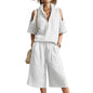 2026 Summer Cross Border New Foreign Trade Women's Clothing Short Sleeve Shorts Shirt Loose Pants Two Piece Sets Casual Clothes
