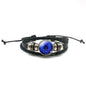 New Men 12 Constellation Black Braided Leather Bracelet Punk Style Zodiac Sign Multilayer Weave Wrap Bracelet For Birthday Gifts