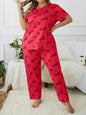 Women's Pajama Sets Short Sleeve with Long Pant Soft Sleepwear Printed pj Loungewear XL to 5XL
