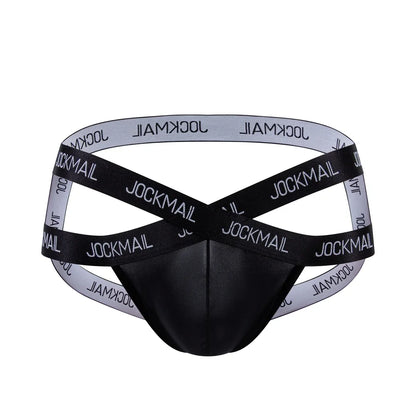 Men Jockstrap Briefs Panties V-shaped Low Waist Sexy Transparent Ice Silk Gay Underwear Sissy Thong Hip Lifting Straps Harness