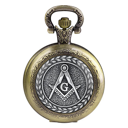 Free and Accepted Masons Glass Dome Pocket Watch with Chain Fashion Necklace Pendant Chain Jewelry Gifts Men Women Clock