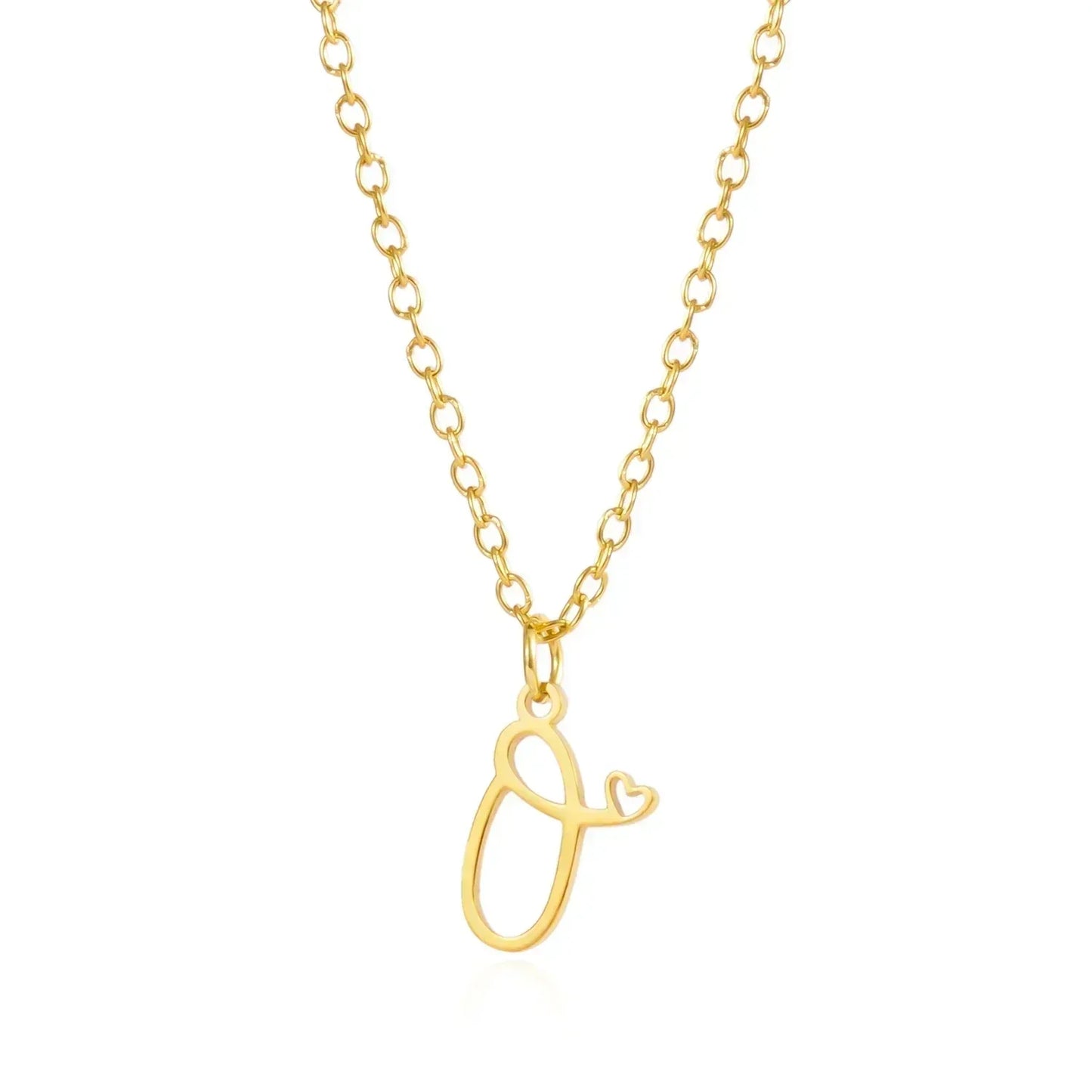 26 Initial Letters Heart Pendant Stainless Steel Necklace for Women Gold Color A-Z Alphabet Choker Chain Birthday Jewelry Gift