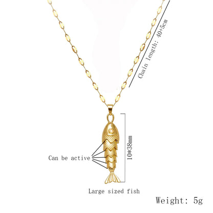 Trendy Gold-Plated Retro Personality Agile Small Fish Necklace for Women Anti-Allergic Fashionable Jewelry Accessory