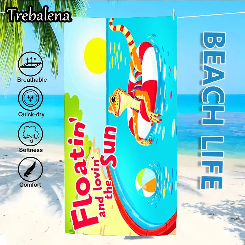 30*60inch Ultra-Soft Beach Towel with Gecko Floatin Lovin Sun Beach Towel Summer Fun