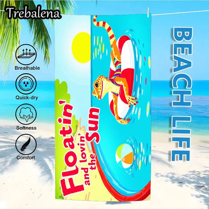 30*60inch Ultra-Soft Beach Towel with Gecko Floatin Lovin Sun Beach Towel Summer Fun