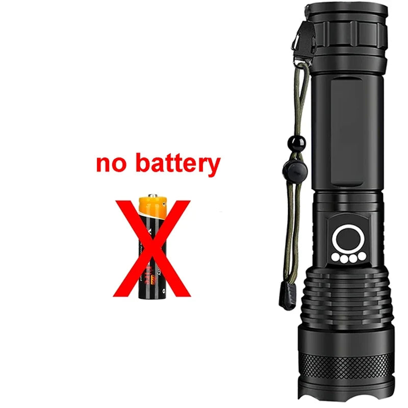 High Power Rechargeable LED Tactical Flashlight  Aluminum Alloy Telescopic Zoom Torch Lamp for Outdoor Camping Fishing