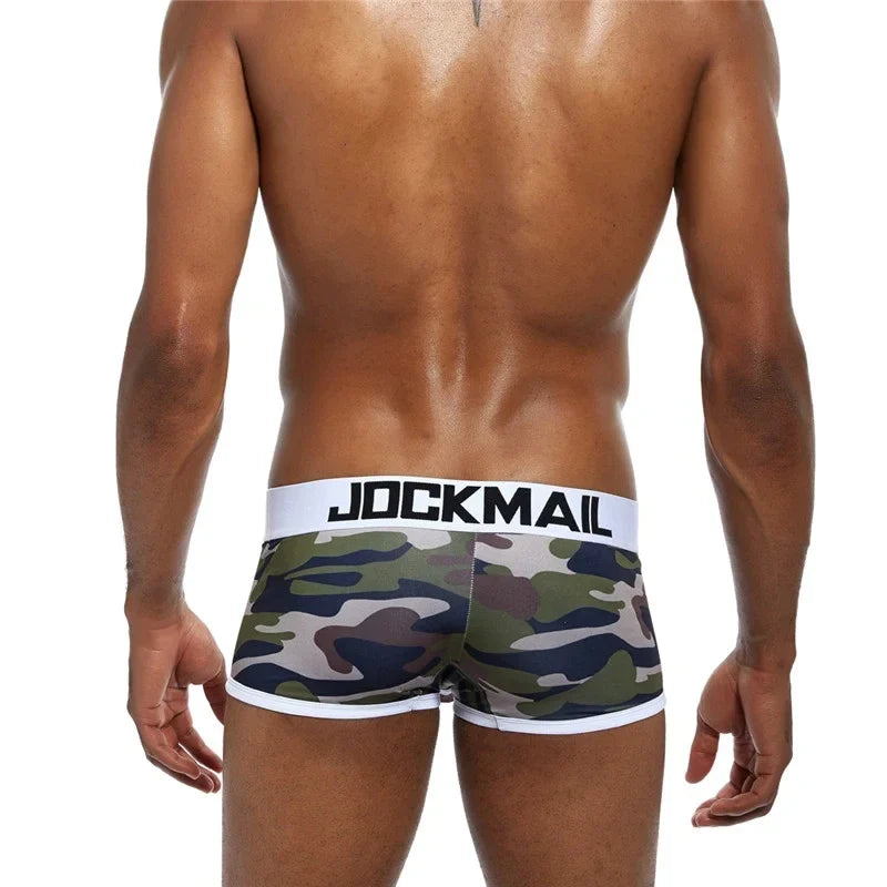 Sexy Underwear Men Boxer Brief Cueca Gay Male Panties Camouflage Soft Underpants Shorts Men Trunks Printed Nylon Quick Dry
