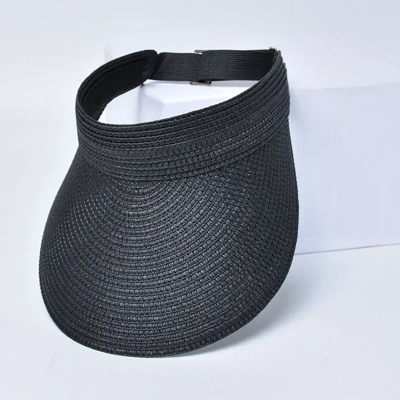 Spring and Summer Women's Outdoor Sunshade  Straw Hat Fashion Empty Top  Duck Tongue Hat Big Brim Cap G37