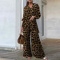 Autumn Fashion Leopard Print Women's Suit Two-Piece Retro Street Print