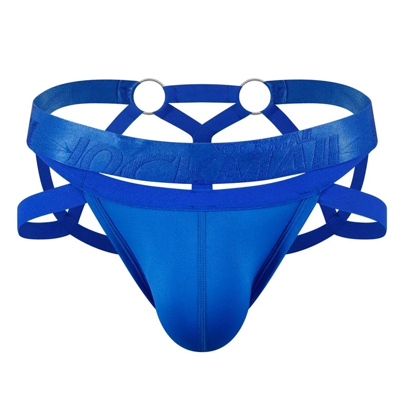 Men Sexy G String Thong Erotic Jockstrap Bondage Underwear Penis Pouch Strap Harness Lingerie Hollow Underpants Ice Silk Hot