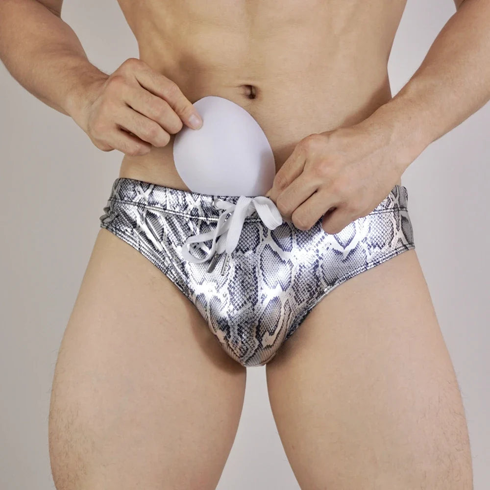 Push Up Padded Mens Bikini Briefs with Removable Sponge Pads or As Swimwear Men Swimsuit Trunk Swim Sunga Slip Beach Shorts