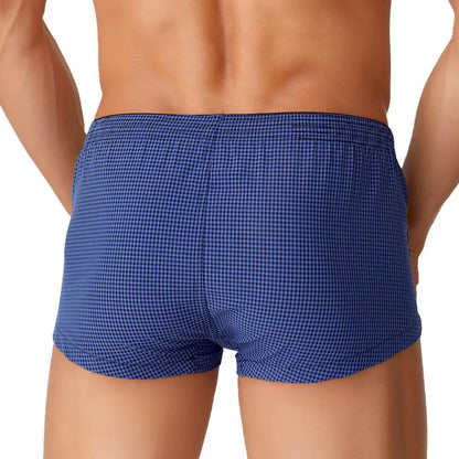 SEOBEAN Plaid Boxers Men's Underwear Boxer Shorts Home Lounge Arrow Panties Shorts Male Underpants Breathable Men Sleep Bottoms