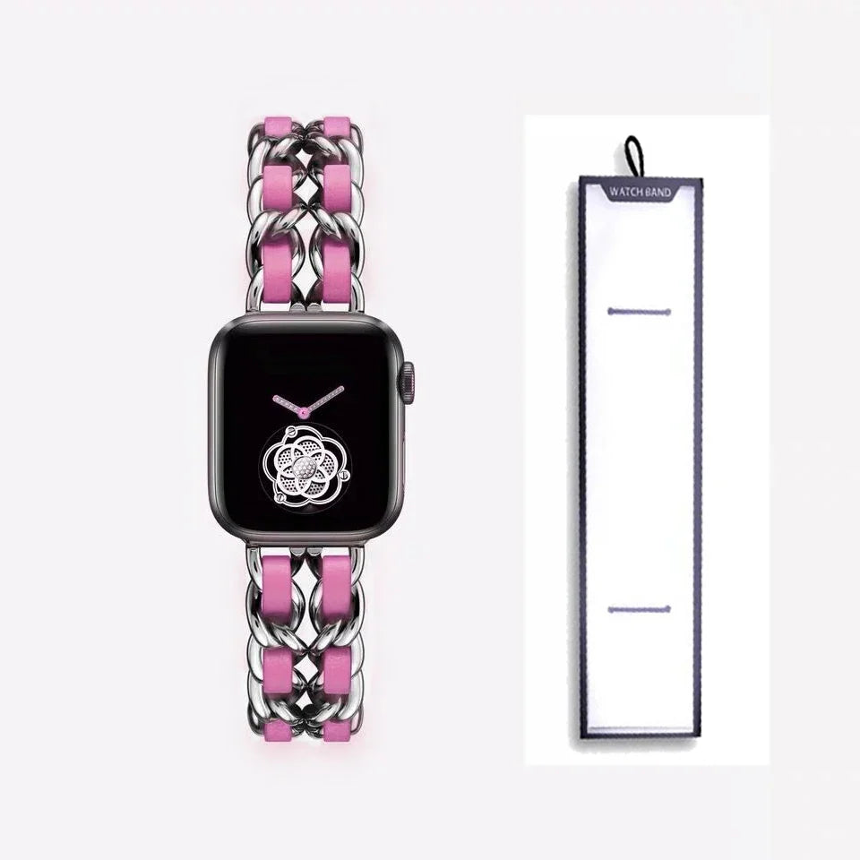 Apple Watch Woven-Accent Chain Bracelet Band