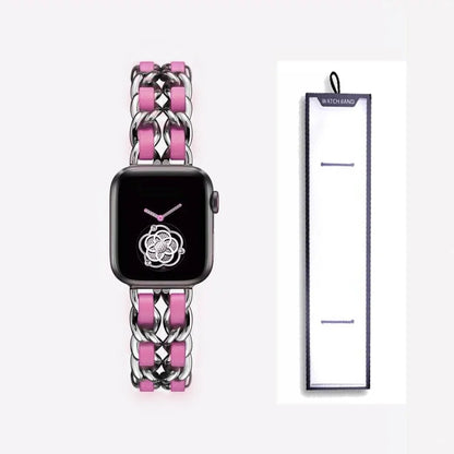 Apple Watch Woven-Accent Chain Bracelet Band