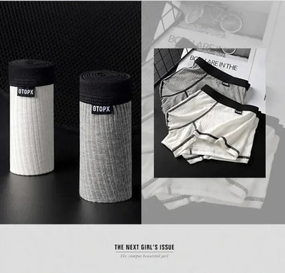 Men's Underwear Personalized Design Low Waist Boxers Pack Breathable Single Layer U Convex Pouch Boxershorts Men