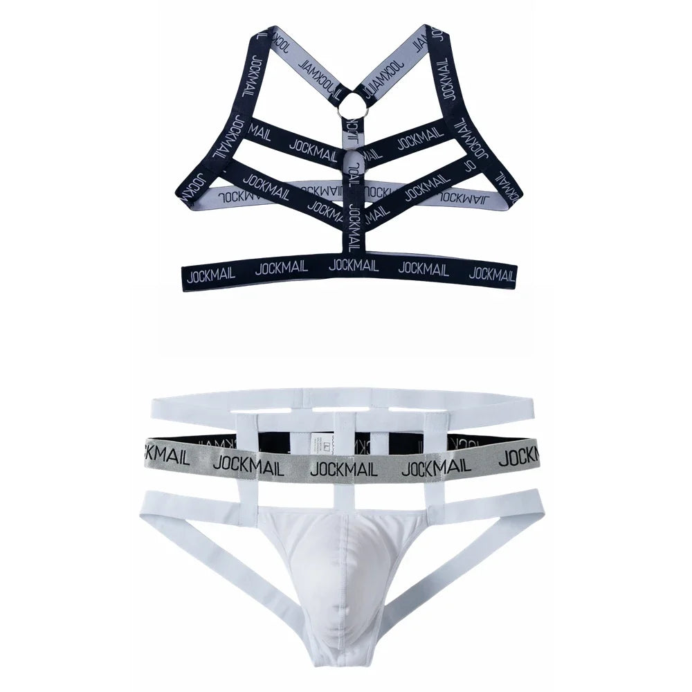 Sets Men's Bodysuit Suspender Jumpsuits Harness Sexy Men Jockstrap Gay Underwear Lingerie Sissy Panties Thong G String Bondage
