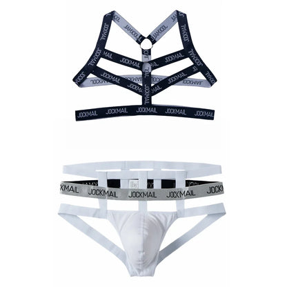 Sets Men's Bodysuit Suspender Jumpsuits Harness Sexy Men Jockstrap Gay Underwear Lingerie Sissy Panties Thong G String Bondage