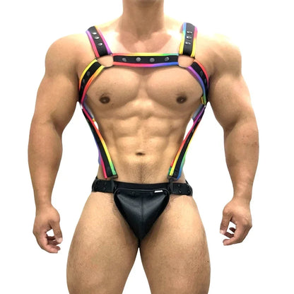 Leather Harness Bodysuit Jockstraps Sets Gay Underwear Sex Rave Sexual Chest Men  Belts Adjustable BDSM Body Bondage Cage